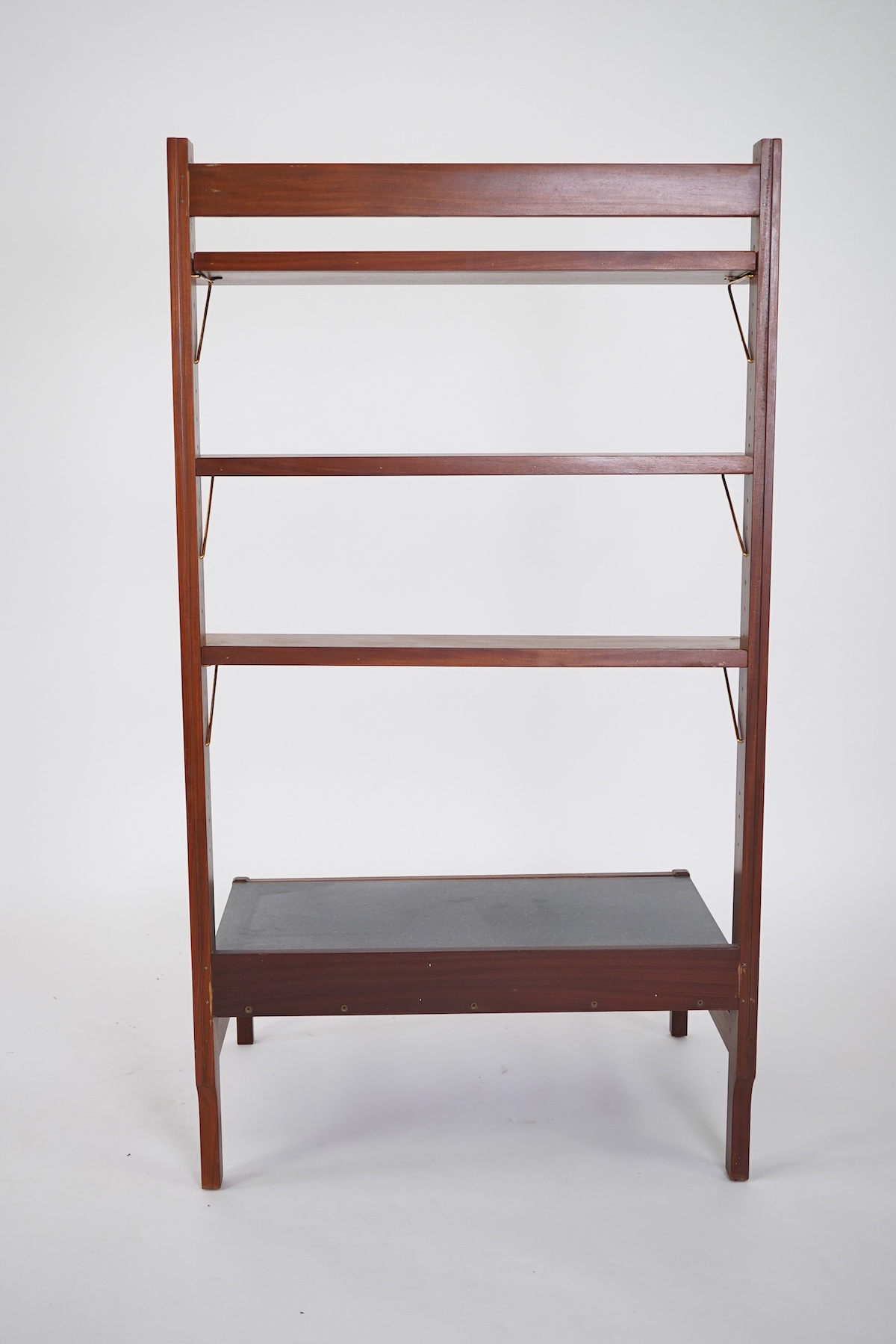George Fejér (Hungarian, 1912-1996) for Guy Rogers of Liverpool: A 'Beverly Hills' mid-century hall stand shelving unit and matching occasional table